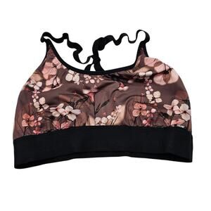 HKMX by Hunkenmoller Womens Sz L Bralette Bra Floral Pink Brown